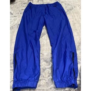 Vintage Mens Eddie Bauer Athletic Pants Sz Large Blue Nylon Ankle Zip Wind Pants